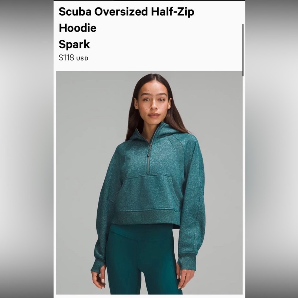 NWT Lululemon Scuba Oversized Half-Zip hoodie Spark Smoke Teal Silver M/L